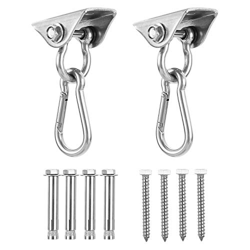 Ulikey 2 Pezzi Gancio per Soffitto SUS304 Acciaio Inossidabile Gancio per soffitto Suspension Gancio Appendiabiti, capacità di Carico Fino a 450KG, Yoga, Amaca, Sacco da Boxe, Gym