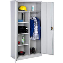 TecTake Armadio armadietto in metallo a 6 scomparti con asta appendiabiti 180x90x40 cm Grigio
