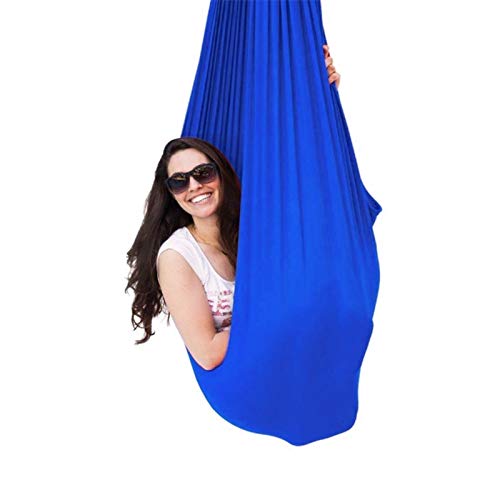 LICHUXIN Oscillazione Terapia Coperto per Bambini con Bisogni Speciali (Hardware Incluso) Snuggle Cuddle Amaca per Bambini con Autismo ADHD (Color : Blue, Size : 150x280cm/59x110in)