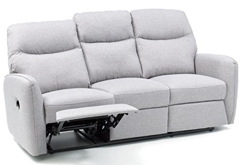 Divano Divanetto 3 Posti con Reclinatore Manuale in Tessuto Grigio My Living Kube