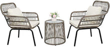 Set Di Mobili Da 3 Pezzi Patio Portico, Interni All'aperto All-Meteo Conversazione Di Vimini Bistrot Bistro Set, Set Di Mobili Da Giardino, Set Di Conversazione in Patio Clearance, Cuscini Inclusi