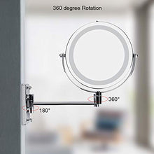 ffu Specchio per Il Trucco A Parete A LED, Specchio da Bagno con Illuminazione Rotante A 360 Gradi
