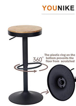 YOUNIKE 2 x Sgabello da Bar Sedia da Bar in Legno massello 58-80 cm Regolabile in Altezza, Sgabello Girevole a 360 ° con poggiapiedi, per Cucina Bar caffetteria, Nero