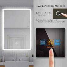 Specchio da bagno illuminato a LED con orologio digitale, 50 x 70 cm, con illuminazione bianca fredda, specchio da parete con interruttore touch