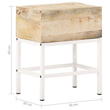 Tidyard Comodino Camera da Letto Rustico con Cassetto in Legno Massello di Mango e Ferro 40x30x50 cm,Comodino Cameretta Rustico con Cassetto in Legno Massello,Comodino in Legno Massello