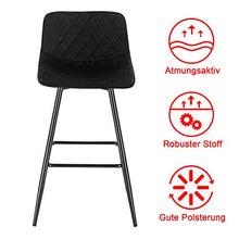 WOLTU BH252sz-4 Set di 4 Sgabelli da Bar con Schienale Poggiapiedi Sedia da Cucina in Velluto Nero