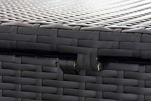CLP Cassa Contenitore Polirattan Comfy Alluminio – Baule Contenitore da Esterno Copertura Interna Impermeabile I Pouf Poggiapiedi da Giardino con Piedini Resistente RaggiUV Nero 150