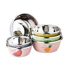 SHTSH SHT Bacino, lavabo in Acciaio Inox Cartone Animato, Impostare Rotondo Cucina di casa Uova e Noodle Ciotola di Lavaggio di Frutta Cottura, Set di 6 Colori (Color : A1)