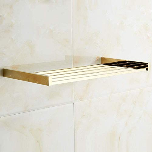 UWY Portaoggetti da Bagno in Oro da Appendere di Lusso Portaoggetti da Bagno in Rame Cavo Scaffale da Parete per Bagno Singolo Cesto portaoggetti da Bagno in Ottone Supporto Dorato