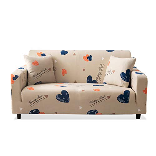 VanderHOME Copridivano Elasticizzato Fodere Copridivani Universale Antiscivolo Fodera per Divano Elastico con Stampa Fodera per Divano Sofa Protettore 4 posti (230-310 cm) Battito Cardiaco