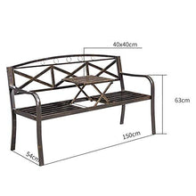 LXLH Panca da Giardino Panche retrò da Cortile per Esterni, Panca da Giardino in Metallo con braccioli e Schienale, Poltrona da Balcone per terrazza con tavolino sollevabile, Adatto per corridoio