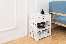 YSNUK Comodino da Tavolo, Comodino Bianco con Ripiani E Cassetto - Stile Uccello Compatto, 42 X 26 X 50 Cm Decorazione Domestica
