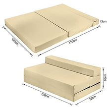 Futon Z - Divano letto matrimoniale, pieghevole, per adulti e bambini, con rivestimento rimovibile con cerniera, colore: Panna