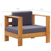 vidaXL Sedia da Giardino con Cuscino Seggiola da Esterni Sedile per Patio Arredo da Giardino Mobile da Esterni Grigio Scuro in Legno di Acacia