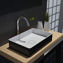 Lavabo di appoggio AQUA in colata minerale (Solid Stone) - PB2011B - 48 x 32 x 10,5 cm - colore selezionabile, Lavabo minerale:nero/bianco opaco