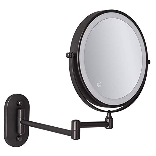 Specchio, Specchio per Il Trucco Montato a Parete con luci, Specchio cosmetico con ingrandimento 10x, Specchio cosmetico dimmerabile a LED, specchi da Barba girevoli a 360 ° per Uomo Senza Nebbia, RI