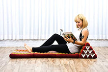Leewadee Materasso Pieghevole a Tre segmenti: Comodo Tappeto con Cuscino Triangolare in Eco-kapok Fatto a Mano, Materasso thailandese, 170 x 53 cm, Rosso Verde