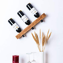 Portabottiglie in legno di quercia massiccio da montare a parete, per 5 bottiglie, moderno portabottiglie per cucina, sala da pranzo, bar
