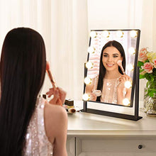 Daslava, specchio nero per trucco Vanity Hollywood, rotazione a 360 gradi, 12 lampadine a 3 colori, touch dimmer
