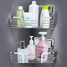 Con Sitcker Doccia Caddy Mensola Cestino, No Foratura, Autoadesivo Parete Bagno Storage Storage Shampoo Holder Organizzatore, Rack Cucina, Acciaio Inox