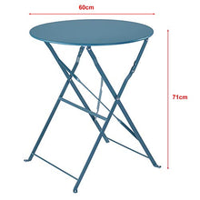 [en.casa] Set da Bistrot Composto di 1 Tavolo Rotondo e 2 Sedie Set Mobili Pieghevoli da Giardino/Balcone/Pub/Bar - Turchese