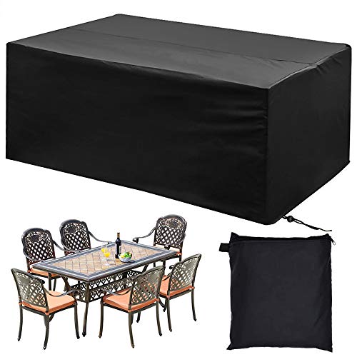 phixilin Copertura Mobili Giardino, Impermeabile Telo Copertura per Giardino Mobili Tabella 210T Poliestere con Rivestimento PU Copri Coperture per Arredo Esterno Coperture - Nero (200 * 160 * 70cm)