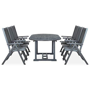 vidaXL Set da Pranzo per Giardino 7 pz Legno Massello di Acacia Grigio