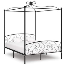 SKM Letto a Baldacchino Nero in Metallo 160x200 cm (29.8kg)