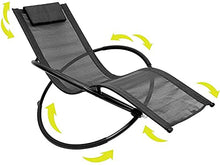 Comoda sedia a sdraio leggera e robusta struttura in alluminio con cuscino rimovibile sedia a dondolo in nero, grande comfort e design robusto