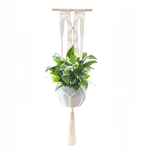 MICROSHE Macrame Plant Hanging Planter Fioriera pensile - Appendiabiti da Giardino per Interni - Contenitore per macramè da 1 Confezione (Colore : Beige, Dimensione : Taglia Unica)