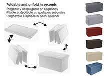 D&D Quality Pouf portaoggetti pieghevole, seduta imbottita, 38 x 38 x 38 cm, esterno rivestito in stile lino, scatola portaoggetti quadrata (grigio chiaro)