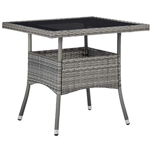 FAMIROSA Set Mobili da Pranzo da Giardino 3 pz Grigio Polyrattan Acacia-8315