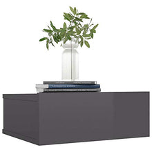Autoshoppingcenter Comodini Sospesi Mensola per Parete Bianco/Nero Lucido con Cassetto in MDF 40x30x15 cm [EU Stock]