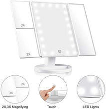 Specchio Specchi di Trucco Tri PIGHT vanità con luci Touch Screen Interruttore, Rotazione a 180 Gradi Doppia Alimentazione Portatile