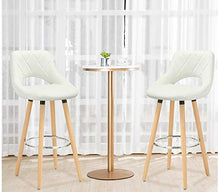 WOLTU Sgabelli da Bar Coppia Sedie Alte per Cucina Ristorante Gambe Legno Massello 2 Pezzi Bianco BH111ws-2