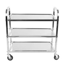 DHR- Ampio 3-tier in acciaio inox da pranzo spesa, a rotazione bagagli carrello, carrelli con ruote di utilità, Cucina Carrello Food Cart Ristorazione rotolamento Carrello con doppio manico cassetti r