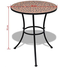 Festnight Tavolo da Bistrot, Tavolo da Giardino, Tavolo da Esterno, 60 cm a Mosaico, Terracotta
