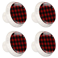 Schwarzes rotes Plaid 4 PCS Pomelli per Porta, Pomolo per Mobile, Pomelli per Mobili con Viti, Maniglia per Armadietto, Pomelli per Porta, Pomelli per Cassetti per Porta, Armadio, Cassetto e Credenza
