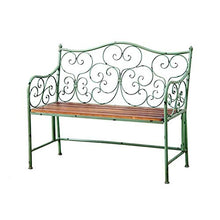 Panca da giardino per patio a 2 posti da 42,5 pollici, panca in legno massello in ferro battuto, sedia a sdraio per balcone da giardino con decorazione di superficie antica per portico anteriore,