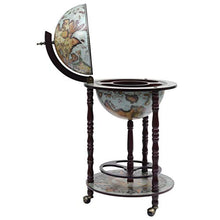 Tidyard Cantinetta Minibar a Globo Portavini con Supporto in Legno Eucalipto Blu Marrone,Carrello Cucina Legno,Minibar,Portavini,Carrello Bar,Carrello liquori,Porta liquori 47x47x102 cm