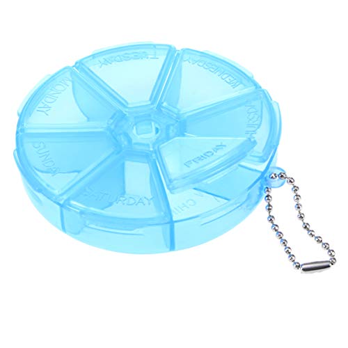 EXCEART Organizzatore Pillola Settimanale Contenitore per Pillole da 7 Giorni Scatola Organizzatore Medicina Rotonda Scatola Giornaliera Promemoria Pillola Viaggio (Blu)