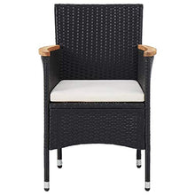 vidaXL 2X Sedie da Pranzo per Giardino con Cuscino Foderato e Braccioli Robuste Moderne Arredi Esterni Seggiole Poltroncine in Polyrattan Nero