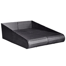 Tidyard Lettino Prendisole Nero 201x139 cm in Polyrattan, Sedie a Sdraio da Giardino, Lettino da Esterno, Lettino Prendisole, 201 x 139 x 58 cm Nero