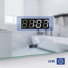 Meykoers Specchio bagno LED con illuminazione 80x60cm specchio da parete , con orologio, interruttore tattile e specchio con luce antiappannamento bianco freddo 6500K