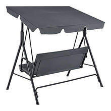 [en.casa] Dondolo da Giardino a 3 Posti di Seduta con Tettuccio Parasole Inclinabile e Rimovibile 172 x 112 x 152 cm Struttura in Acciaio Tessuto Idrorepellente - Grigio Scuro