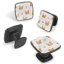 Set di 4 pezzi con maniglia quadrata per armadio da cucina, credenza, cassettiera, cassettiera, con viti, per cucina, comò, armadietto, bagno, armadio carino Corgi cane sorriso cuore stelle