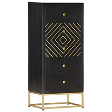 vidaXL Cassettiera Nero e Oro 45x30x105 cm in Legno Massello di Mango
