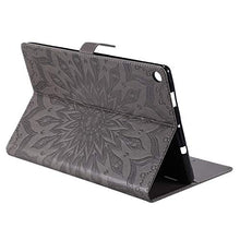 Artfeel Cover per Amazon Fire HD 10 2017,Sbalzato Girasole Pelle Smart Auto Sveglia/Sonno Custodia,Sottile Flip Portafoglio Supporto Caso con Porta Carte,Fiore Grigio