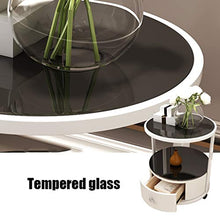 LICHUAN Tavolino moderno rotondo comodino in vetro temperato comodino con 1 cassetto mensola portaoggetti creativo accento tavolino per casa, camera da letto, ufficio, facile da montare