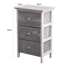 Rebecca Mobili Comodino decapato, cassettiera 3 cassetti, Legno Paulownia, Shabby, Bianco Grigio, Camera Bagno - Misure: 54 x 35 x 30 cm (HxLxP) - Art. RE4302